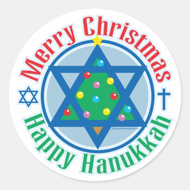 Pegatina Redonda Navidades-Hanukkah (Anverso)