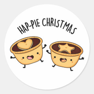 Pegatina Redonda Navidades Hap-pie Navidades divertidos Pie Pun