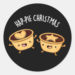 Pegatina Redonda Navidades Hap-pie Navidades divertidos Pie Pun Dar