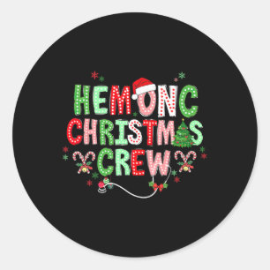 Pegatina Redonda Navidades Hemónicos Retro Equipo Hematología Oncol