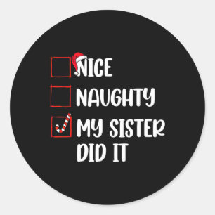 Pegatina Redonda Navidades Hermana Hermana Hermosa Hizo La Familia 