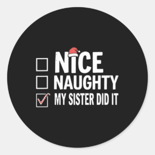 Pegatina Redonda Navidades Hermana Hermana Hermosa Hizo La Familia 