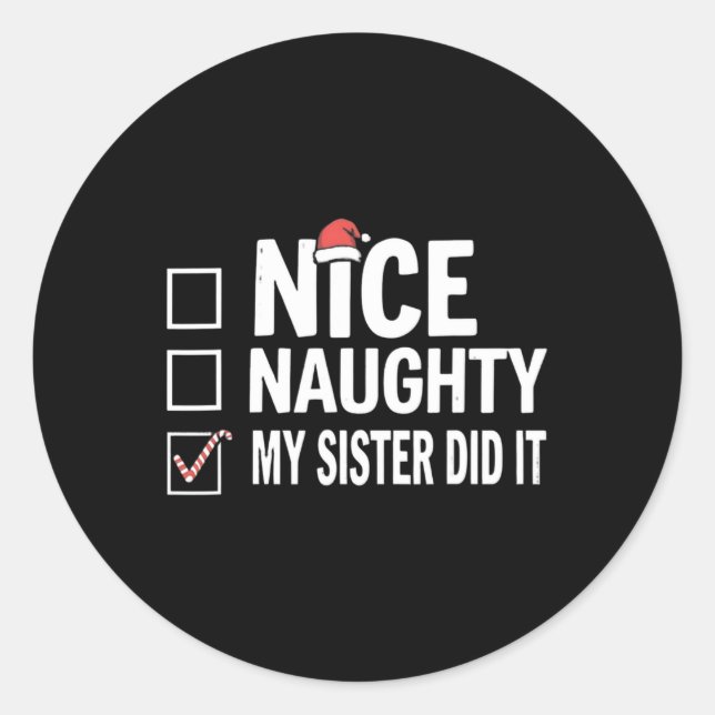 Pegatina Redonda Navidades Hermana Hermana Hermosa Hizo La Familia  (Anverso)