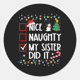 Pegatina Redonda Navidades Hermana Hermana Hermosa Hizo La Familia 
