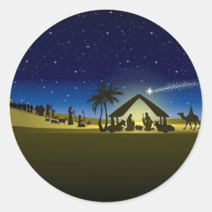 Pegatina Redonda navidades hermosos impresión de imágenes natividad