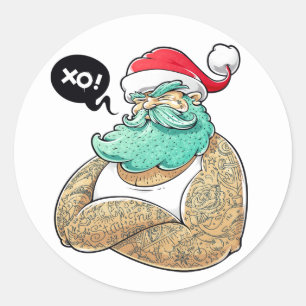 Pegatina Redonda Navidades Hipsta Santa Claus