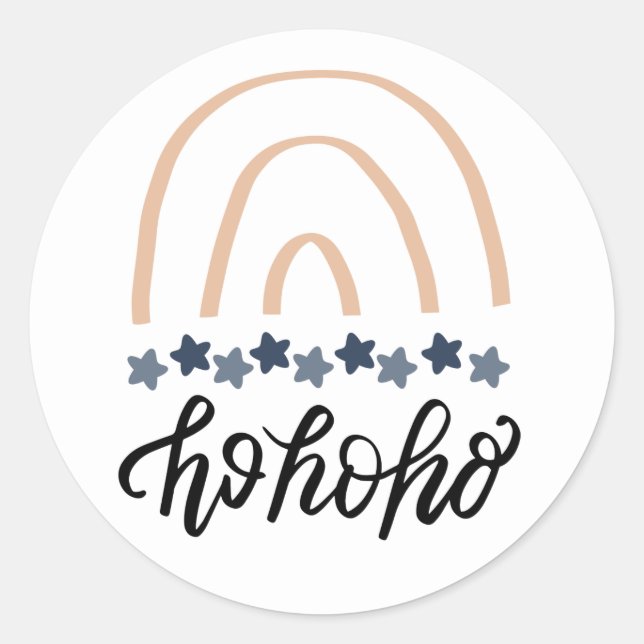 Pegatina Redonda Navidades Ho Ho Ho Boho Rainbow (Anverso)
