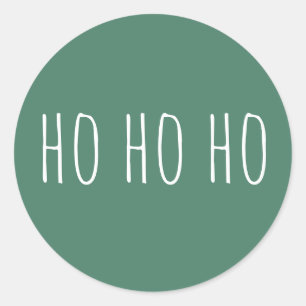 Pegatina Redonda Navidades Ho Ho Ho Ho Cute. Green Holiday Santa Ch