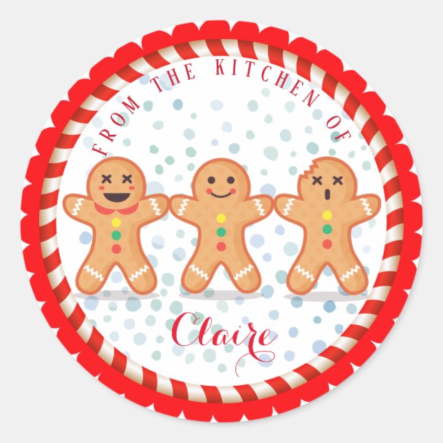 Pegatina Redonda Navidades Holiday Baking Gingerbread hombres (Anverso)