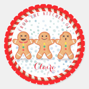 Pegatina Redonda Navidades Holiday Baking Gingerbread hombres