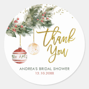 Pegatina Redonda Navidades Holiday Deck the Halls Gracias