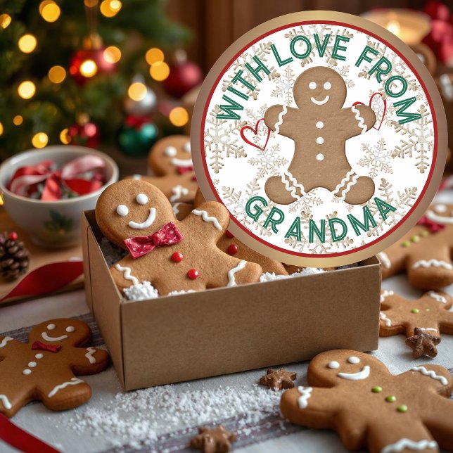 Pegatina Redonda Navidades Holiday Gingerbread Man Iced Snowflakes (Subido por el creador)