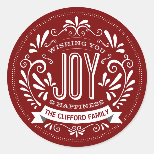 PEGATINA REDONDA NAVIDADES HOLIDAY JOY ROUND CHALK PEGATINAS DE ART (Anverso)