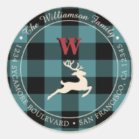 Navidades Holiday Red Monogram Verde azulada Gingh