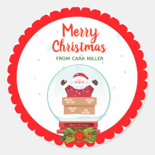 Pegatina Redonda Navidades Holiday Santa Claus snowglobe