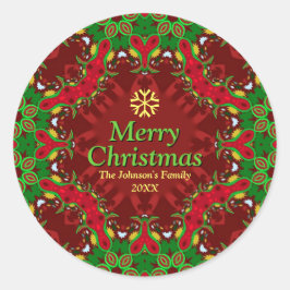 Pegatina Redonda Navidades Holiday Vibe Family Wreath