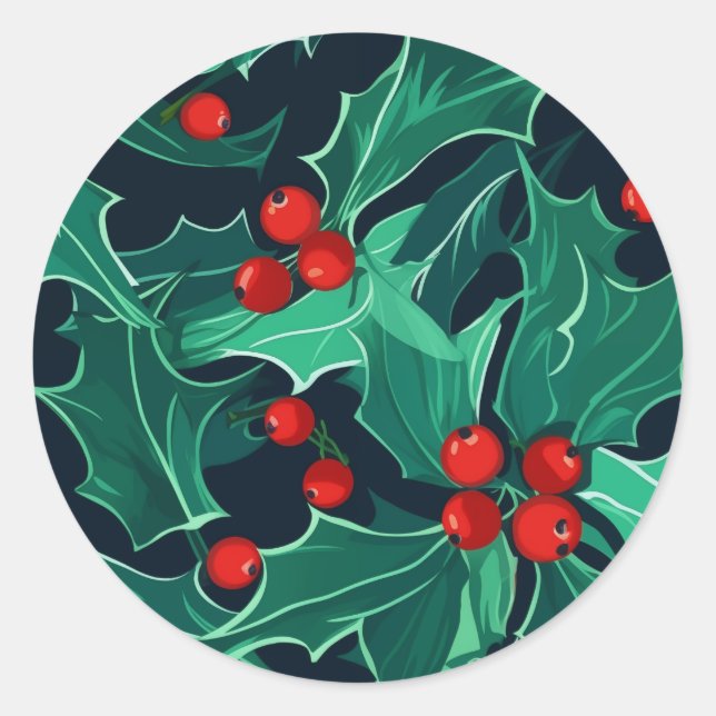 Pegatina Redonda Navidades Holly (Anverso)