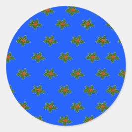 Pegatina Redonda Navidades Holly, Ilex aquifolium