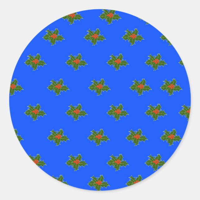 Pegatina Redonda Navidades Holly, Ilex aquifolium (Anverso)