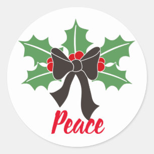 Pegatina Redonda Navidades Holly / Paz/ Festividades Navidades