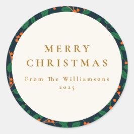 Pegatina Redonda Navidades Holly, Personalizado de la vegetación bo