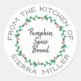 Pegatina Redonda Navidades Holly Wreath Kitchen trata de regalo