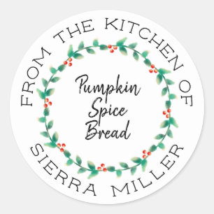 Pegatina Redonda Navidades Holly Wreath Kitchen trata de regalo