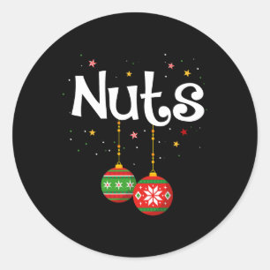 Pegatina Redonda Navidades Hombres de castañas familiares de pareja
