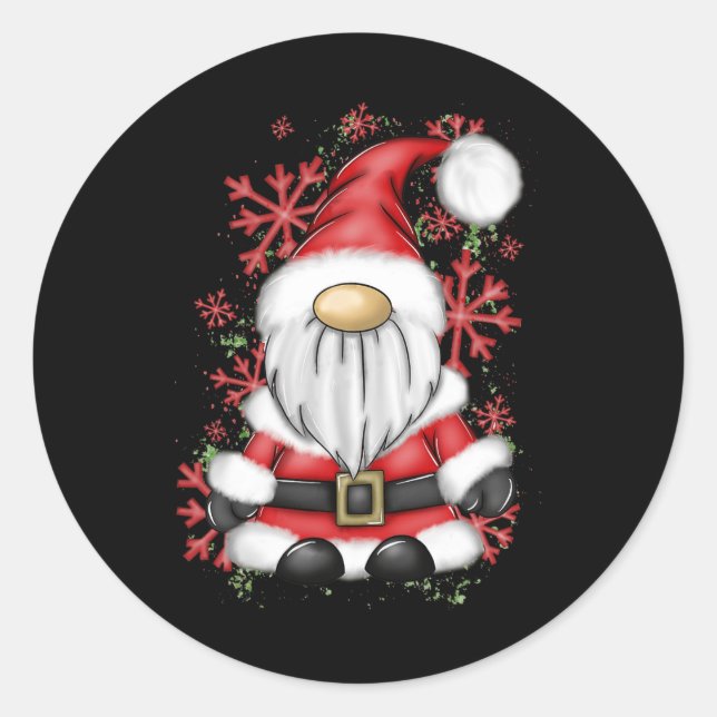Pegatina Redonda Navidades Hombres Sr Claus Santa Gnome Navidades P (Anverso)