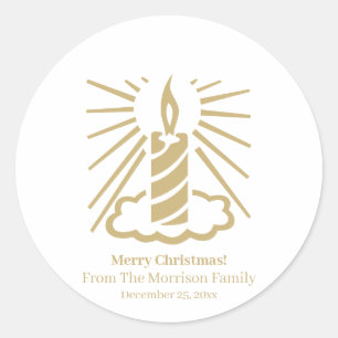 Pegatina Redonda Navidades ilumina la fecha de nombre personalizado