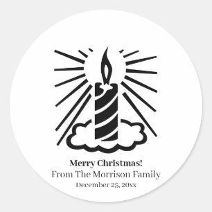 Pegatina Redonda Navidades ilumina la fecha de nombre personalizado