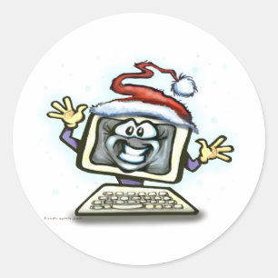 Pegatina Redonda Navidades informáticos