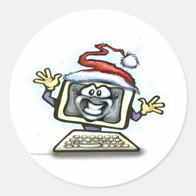 Pegatina Redonda Navidades informáticos (Anverso)