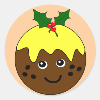 Pegatina Redonda Navidades ingleses adorables pudding Image