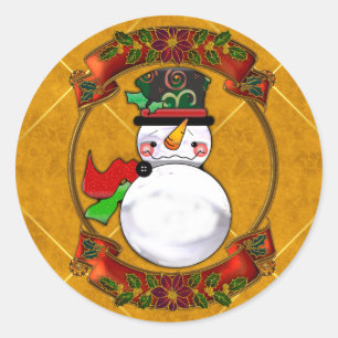 Pegatina Redonda Navidades inteligentes Snowman