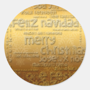 Pegatina Redonda Navidades internacionales de oro Navidad R Pegatin