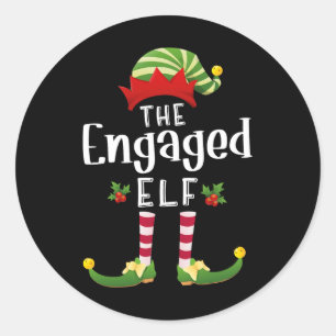 Pegatina Redonda Navidades involucrados Elf coincidiendo con Pajama