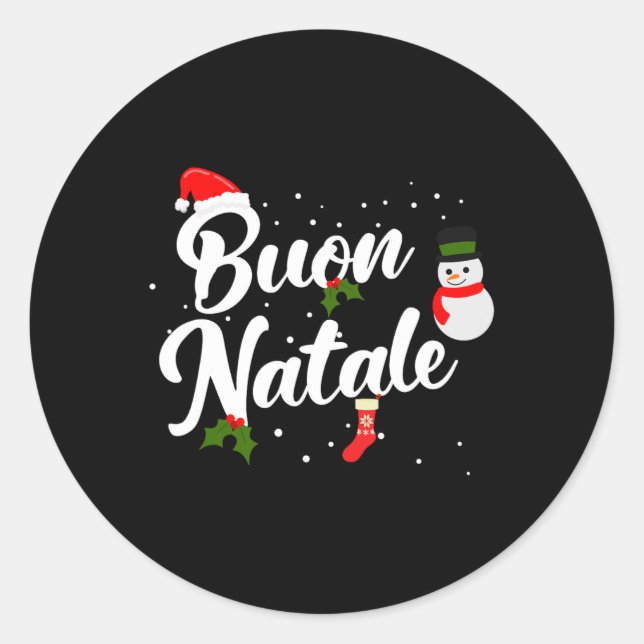 Pegatina Redonda Navidades italianos de Buon natale (Anverso)