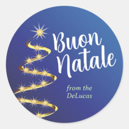 Pegatina Redonda Navidades italianos de Buon Natale con cualquier n
