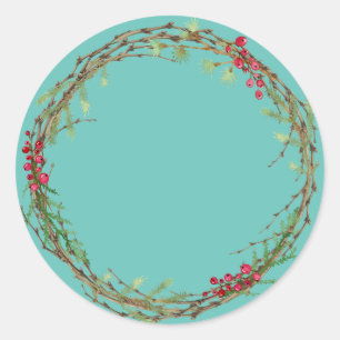 Pegatina Redonda Navidades Jam Canning Rustic Homemade Mason Jar