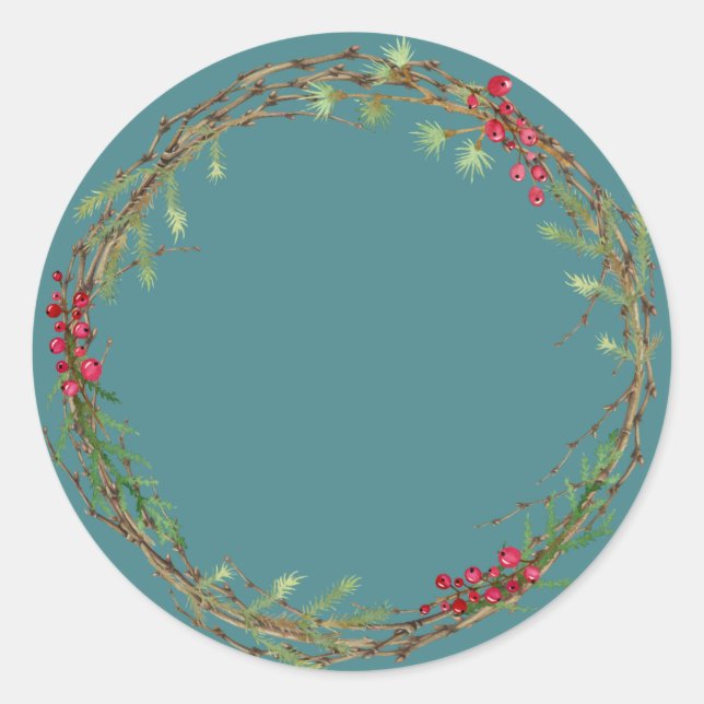 Pegatina Redonda Navidades Jam Canning Rustic Homemade Mason Jar (Anverso)