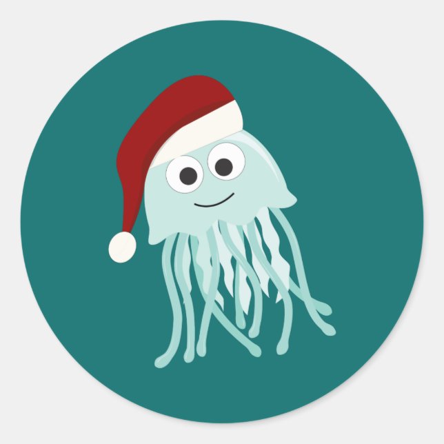 Pegatina Redonda Navidades Jellyfish (Anverso)