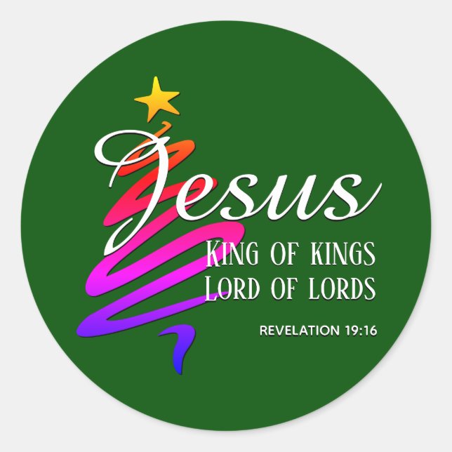 Pegatina Redonda Navidades JESUS KING OF KINGS (Anverso)