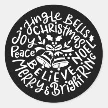Navidades Jingle Bells Peace Joy Merry Bright Noel