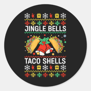 Pegatina Redonda Navidades jingle Bells Taco bombardea graciosa uni