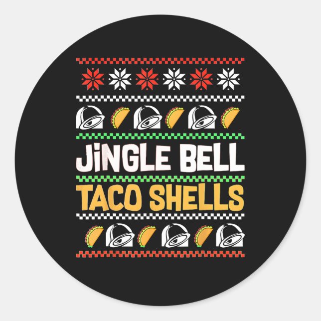 Pegatina Redonda Navidades jingle Bells Taco con su famosa Navidad (Anverso)
