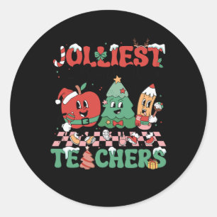 Pegatina Redonda Navidades Jolmost Bunch Of Teachers Cute Groovy X