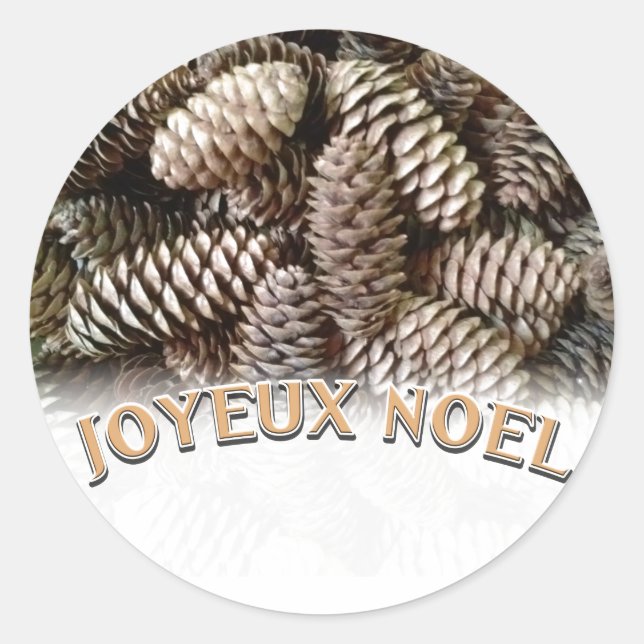 Pegatina Redonda Navidades Joyeux Noel Holiday Pine Cone (Anverso)