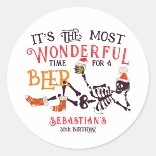Pegatina Redonda Navidades Julio Skeleton Summer Ween Cumpleaños