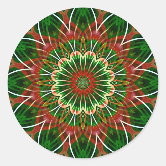 Pegatina Redonda Navidades kaleidoscope (Anverso)